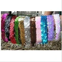 mix color 400pcs 1 sequin headbands baby headbands for girl stretch sequin headband Ch