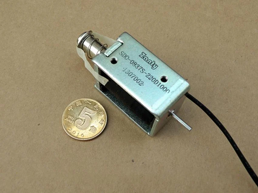 Через ударный нажимной Тип DC220V 0837S Электромагнит ход 11 мм длина провода 125 мм DIY магнитный материал