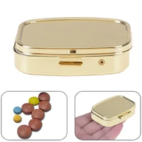 portable silver metal rectangle round pill box drug holder medicine tablet capsule box container storage travel