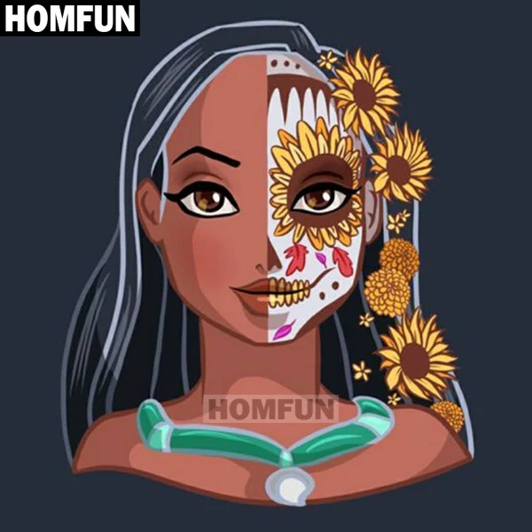 HOMFUN полный квадратный/круглый дрель 5D DIY Алмазная картина "Череп принцесса" 3D вышивка крестиком 5D домашний Декор подарок A01499 - Цвет: Светло-серый