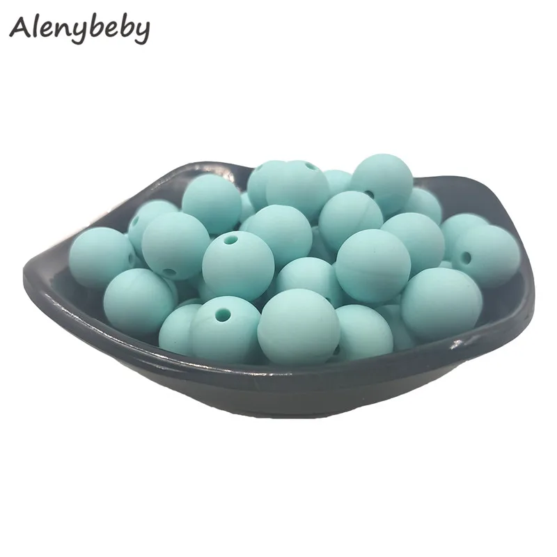 Aruba blue 12 мм, 100 шт, силиконовые бусины, Пищевая силиконовая продукция для прорезывания зубов, жевательные соска, зажимы для цепи, Детские Прорезыватели - Цвет: Aruba blue