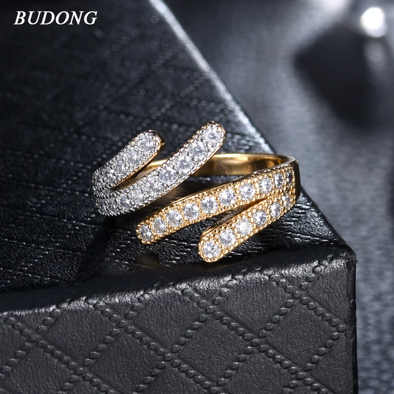 Женское Винтажное кольцо BUDONG Infinity с кубическим цирконием и регулируемым
