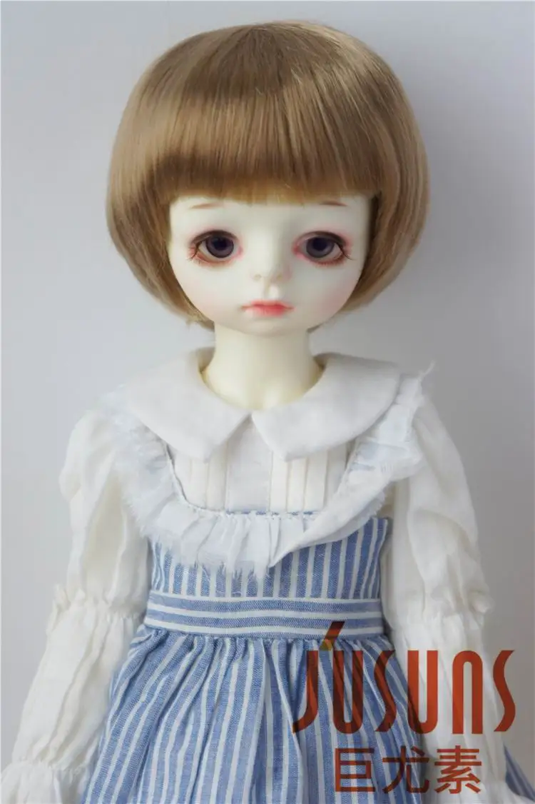 JD019 1/6 1/4 1/3 популярный мальчик короткий срез BJD кукольные парики Размер 6-7 дюймов 7-8 дюймов 8-9 дюймов 9-10 дюймов синтетический мохер кукольные волосы - Цвет: 8-9inchLight Brown4B