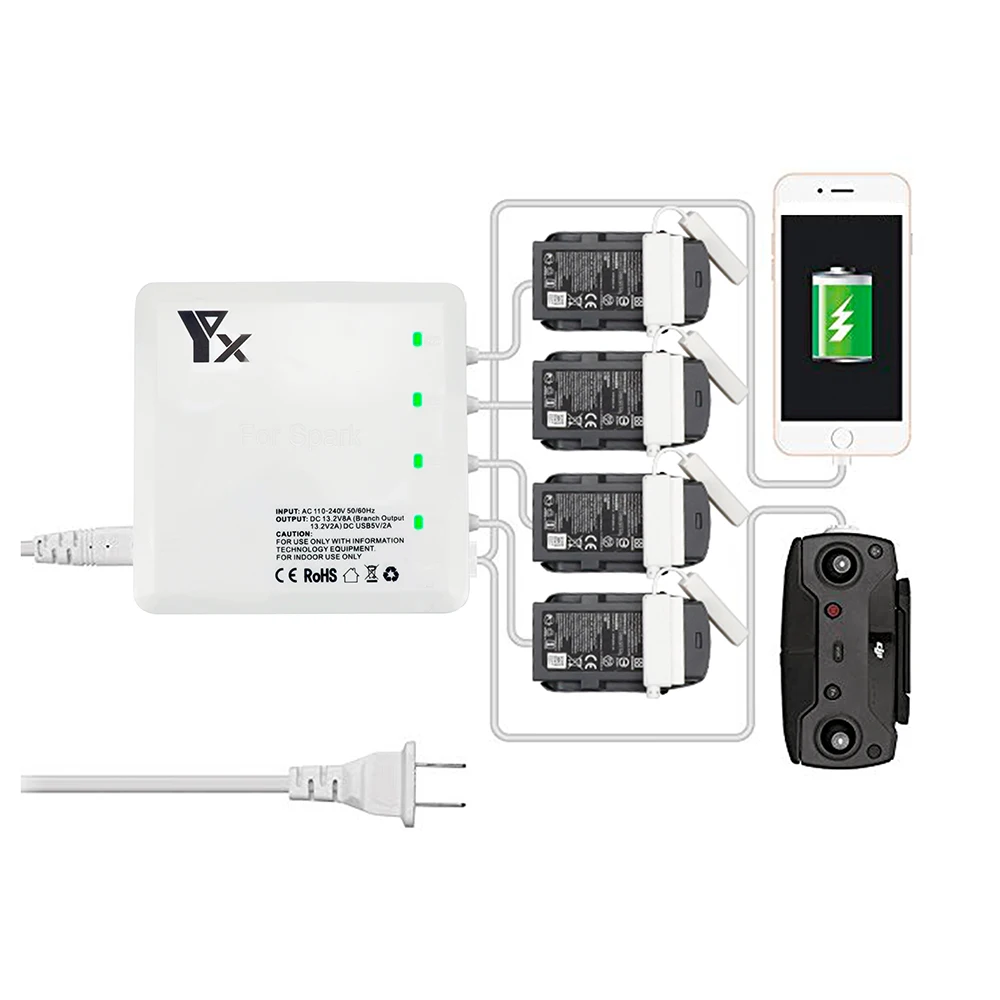 6 в 1 умное зарядное устройство для DJI Spark Flight Battery Charging Hub быстрая умная батарея
