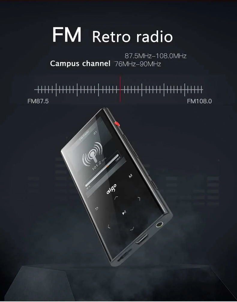 AIGO M1 MP3-плеер металлический сенсорный экран BT4.1 с шагомером встроенный динамик Lossess HIFI Музыка FM Запись 2,4 В 128 ГБ электронная книга