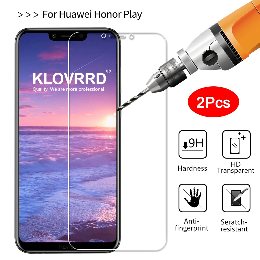 KLOVRRD 2 шт закаленное стекло для huawei Honor Play Защита экрана защитная пленка анти