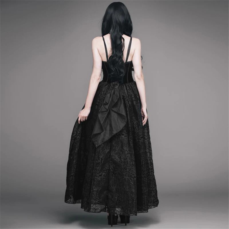 Готическое стимпанк черное сексуальное винтажное платье без рукавов на бретелях