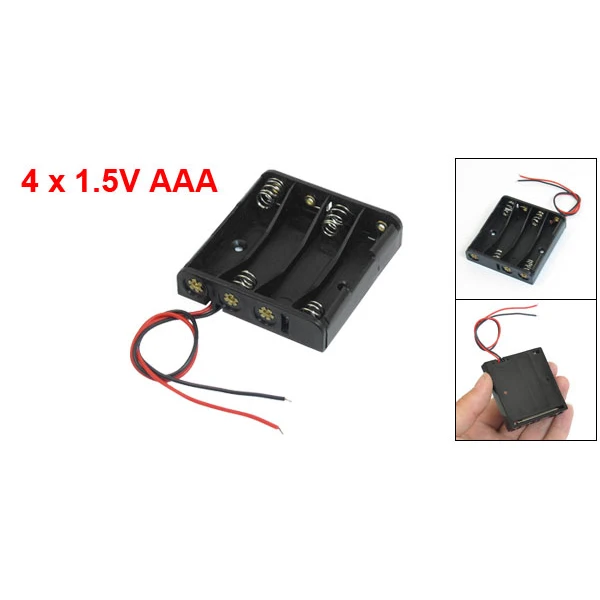 Черный 4x1 5 V AAA Батарея батареи держатель Чехол w проволочные выводы|lead wire|lead caselead