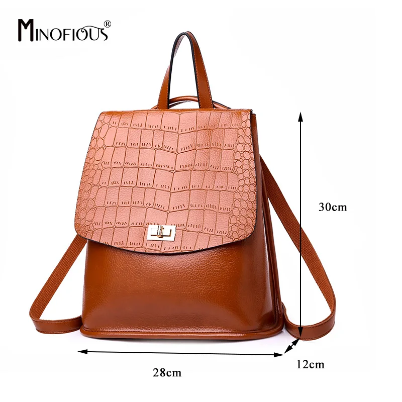 MINOFIOUS из искусственной кожи аллигатора женский рюкзак однотонная школьная сумка
