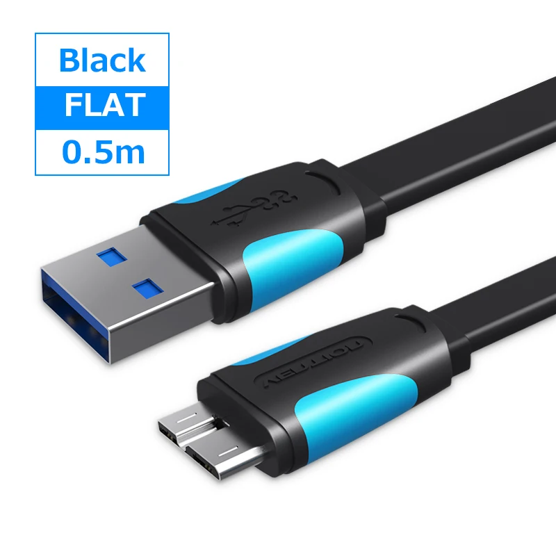 Конвенция 0.25 м 1.5 м 1 м 1.5 м 2 м Micro USB 3.0 данных синхронизации-зарядки коротрона кабель для Samsung Galaxy примечание 3 S5 i9600 N900 - Цвет: Flat Black 0.5m