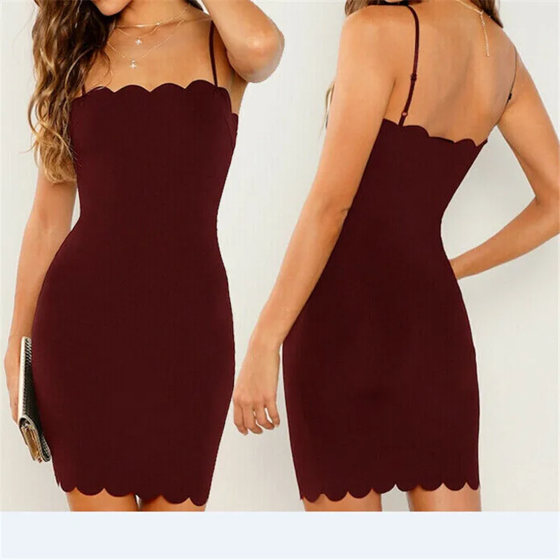 Женское летнее платье однотонное облегающее Бандажное сексуальное на