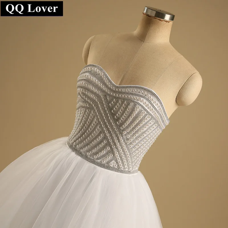 

QQ Lover 2019 Latest Super Luxury Beaded Wedding Dress Very Elegant Custom Made Ball Gown Real Photo Vestido De Noiva