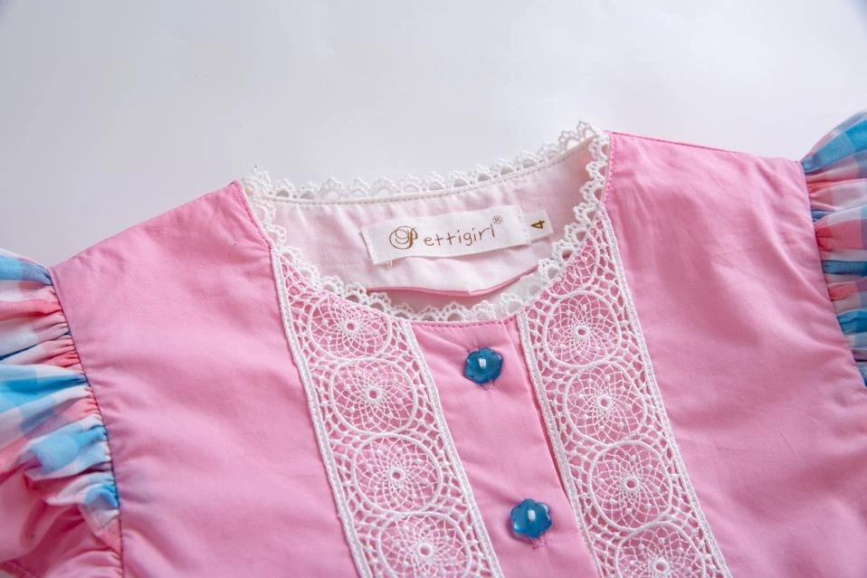 Pettigirl Cute Pink Girls Summer Dress Fly Sleeve Heart-Shaped Hollow With Handmade Flowers&ampHeadwear Kids Clothing | Детская одежда