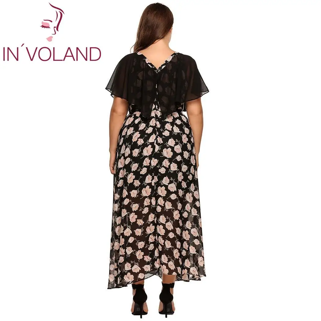 Женское платье IN'VOLAND шифоновое вечернее большого размера с треугольным вырезом