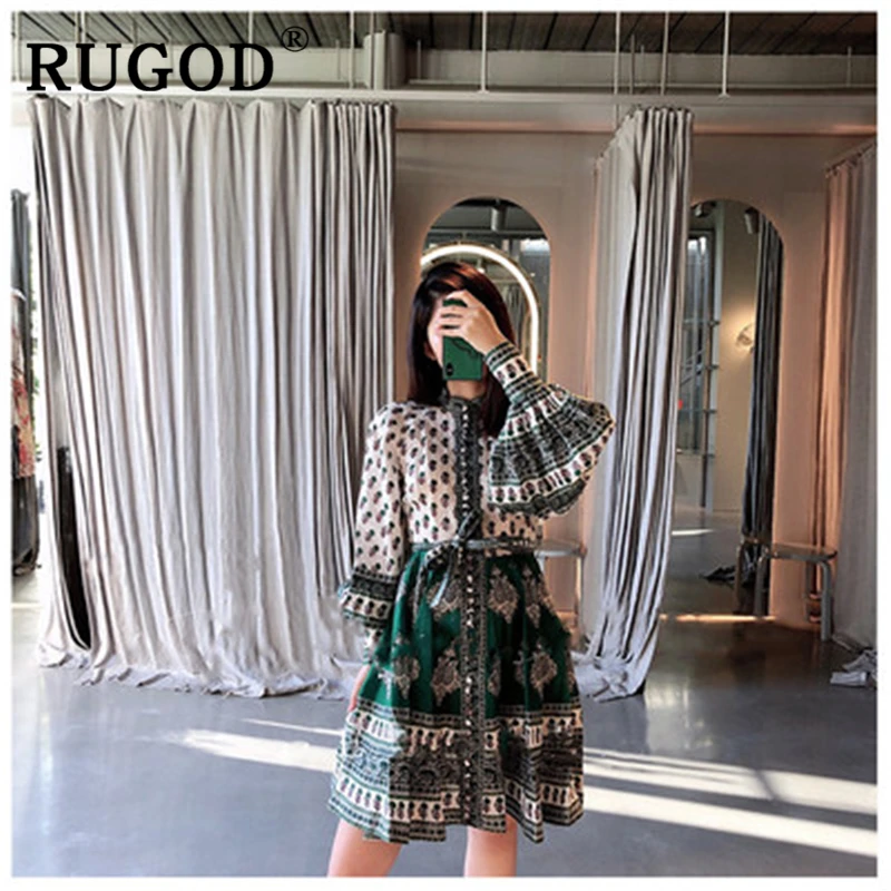 Женское винтажное платье с цветочным принтом RUGOD Модные Вечерние Платья миди