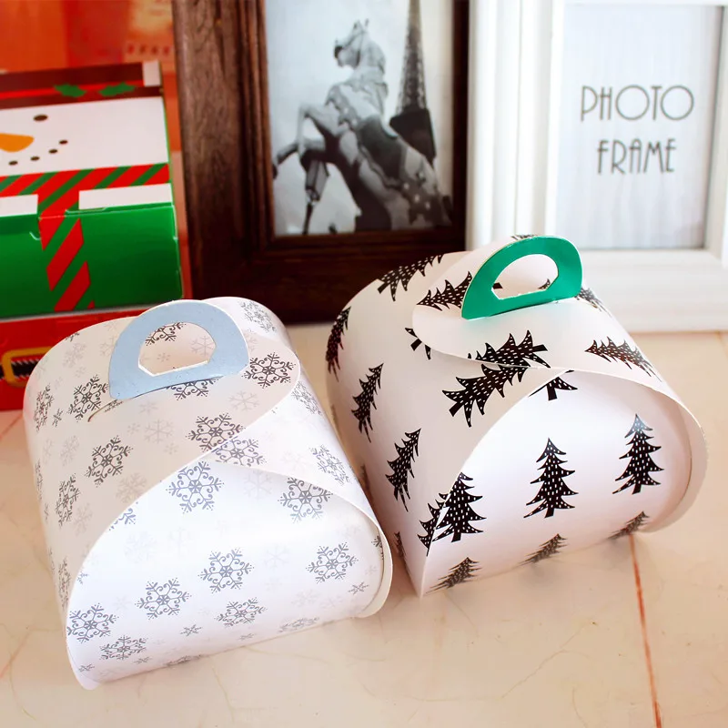 

10*7*10cm Cupcake Paper Box With Handle For Wedding Festival Party Supplies Gift Box 100pcs/lot Free shipping