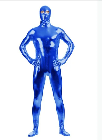 Металлический спандекс боди комбинезон сексуальный унисекс Zentai полный костюм