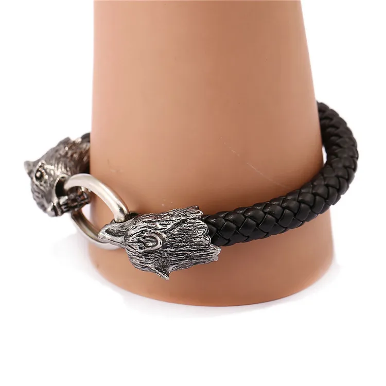 Человек волчья голова Волка тотемный браслет сплава кожаный браслет|leather bracelet|alloy