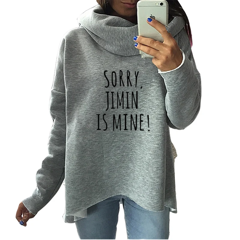 Новинка, модные толстовки с принтом "SORRY JIMIN IS MINE", топы, толстовки с капюшоном, женские повседневные толстовки с длинным рукавом, осенняя Женская толстовка с рисунком