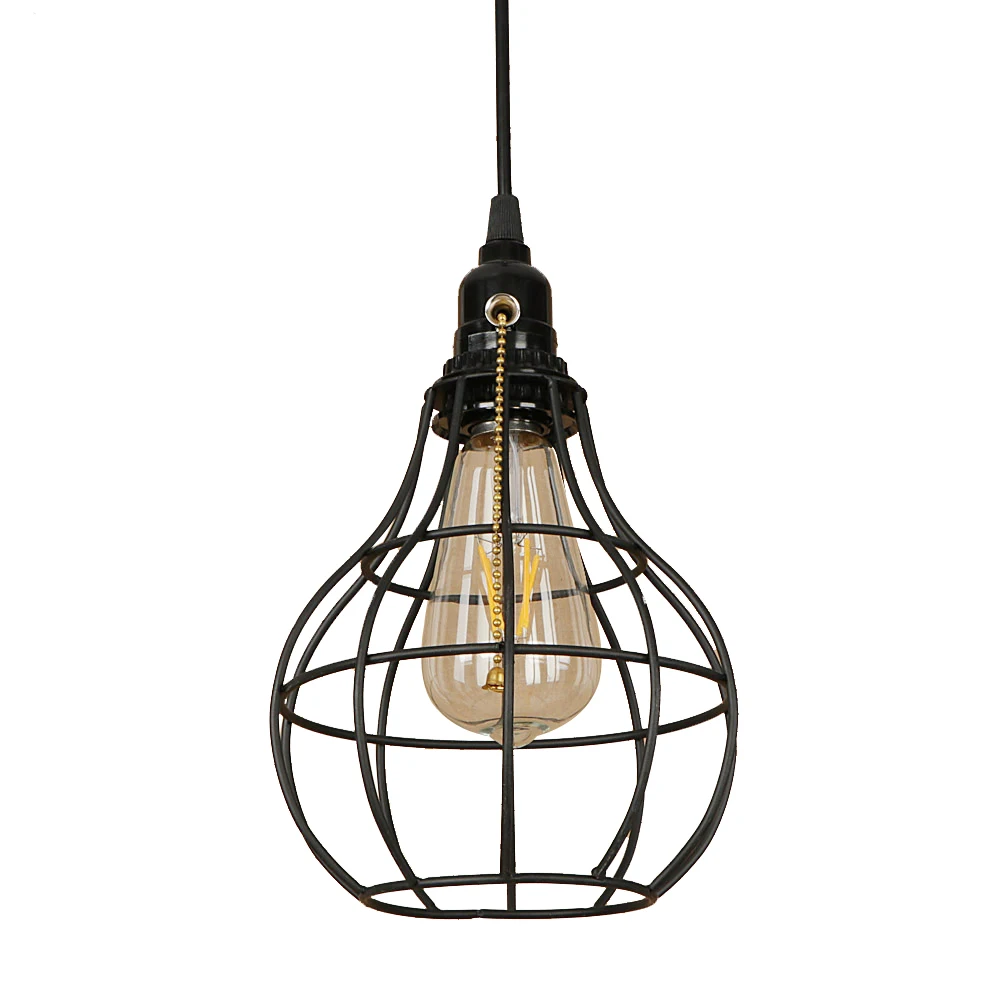 Винтажный Черный подвесной светодиодный светильник E27 Классическая Ретро лампа