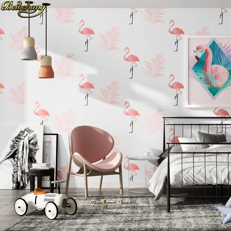 beibehang papel de parede Nordic style flamingo wallpaper bedroom 3d background wall papers home decor papier peint mural | Обустройство