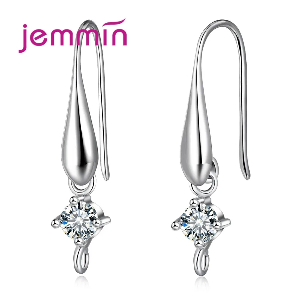 

Hot Sell 925 Sterling Silver Jewelry Fashion DIY Earrings Claspe with Round CZ Crystal for Women Earrings Make 5 Pair