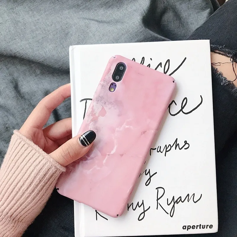 pink Marble Мраморный чехол на заднюю панель телефона для huawei P20 P30 mate 20 Pro Lite Nova 4 P Smart Honor 10 lite, Жесткий Чехол из поликарбоната - Цвет: pink Marble