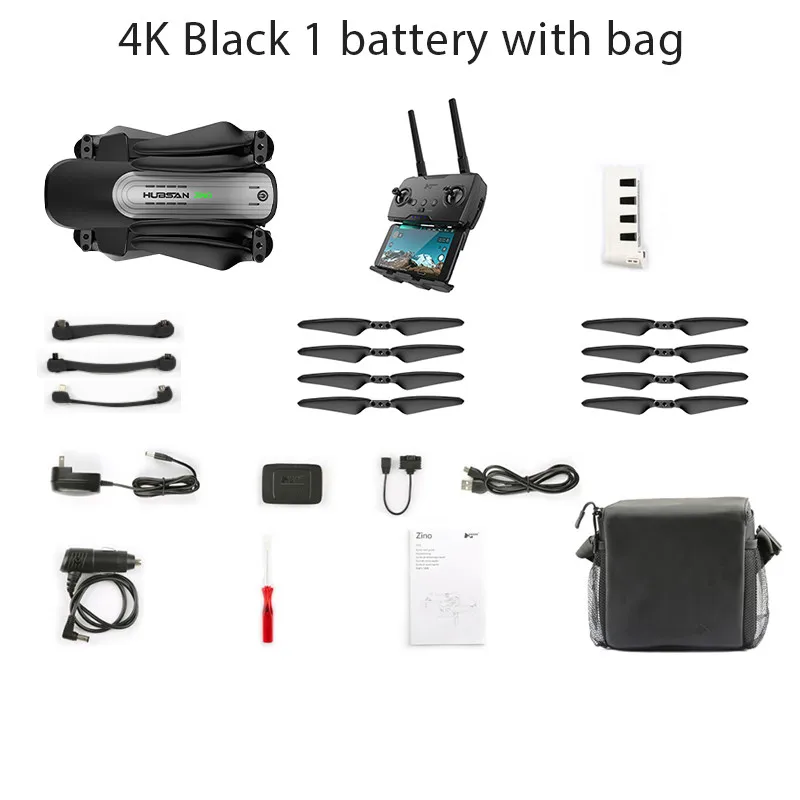 Hubsan H117S Zino gps 5,8 Г 1 км Складная рукоятка с видом от первого лица в формате 4K UHD, Камера 3-осевому гидростабилизатору RC Дрон Квадрокоптер RTF FPV - Цвет: black 1B with bag
