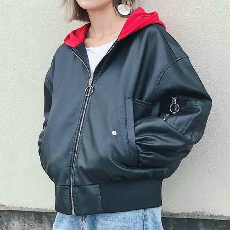 Toddler boy jacket Autumn and winter Leather jackets Girls PU outerwear Kids Hooded Faux leather coats Fit for 3-12years | Детская
