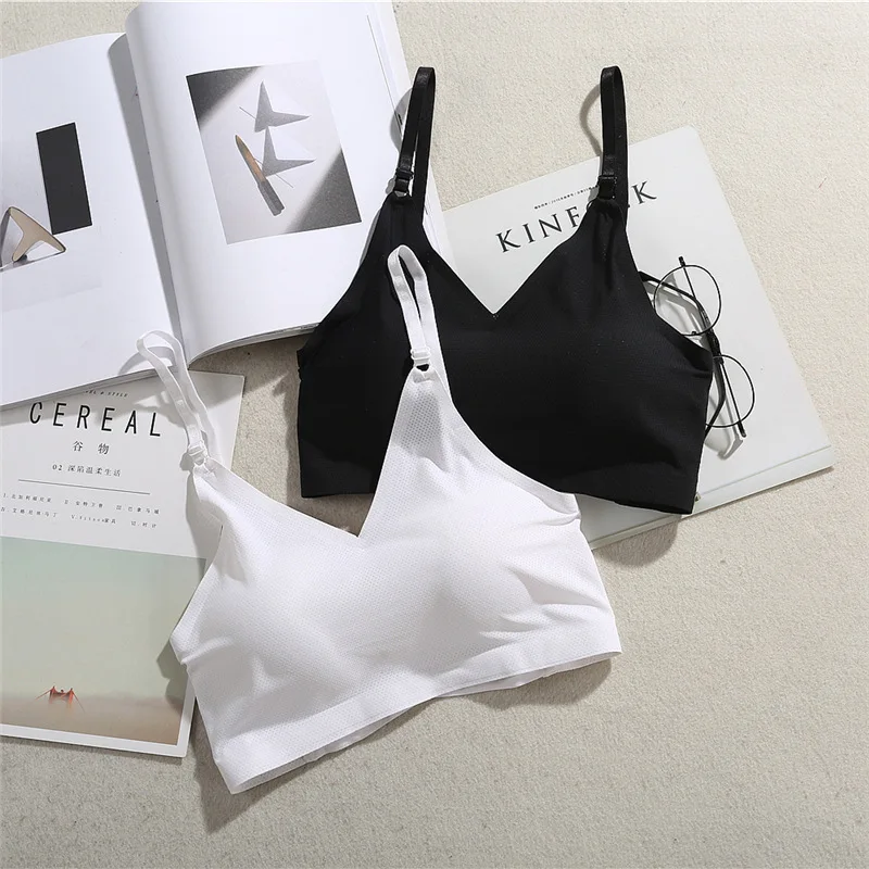 Женский бесшовный бюстгальтер без косточек черный и белый|Топы бретелек| |