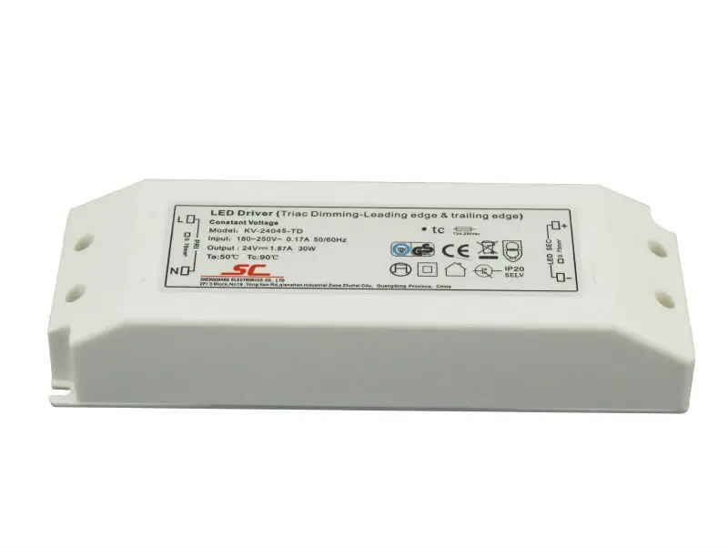 Ac dc 12v 45w ТРИАК Диммируемый светодиодный драйвер 24v 36v постоянное напряжение