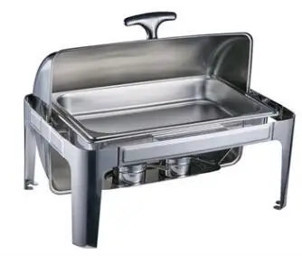 Нержавеющая сталь буфет нагреватель жаровня блюдо hotpot видимая крышка окно 9 л бассейн свадебный банкет сковорода сервер подогреватель подносов еды - Цвет: Single basin