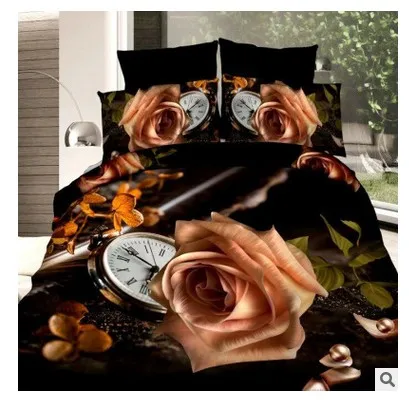 rose bedding Красная роза одеяла наборы 3D постельные принадлежности одеяло пододеяльник кровать в сумке простыня покрывала постельное белье doona королева размер полный двойной дешевые 5 шт - Цвет: rose bedding