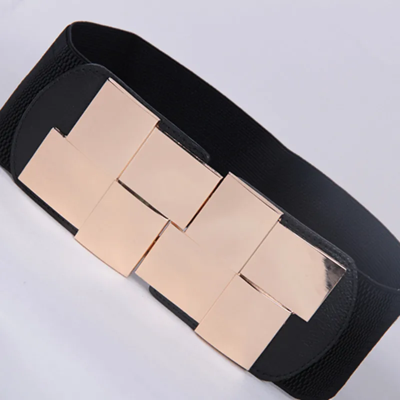 Блестящий Золотой металлический пояс украшенный геометрическим узором женский