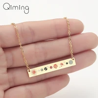 astronomy lunar moon phase pendant necklace women galaxy jewelry stainless steel choker chain bar necklace bijoux femme