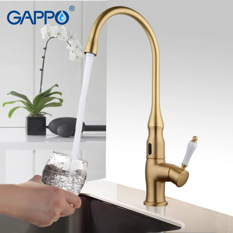 GAPPO Золотой кухонный смеситель для кухни датчик воды краны Автоматический