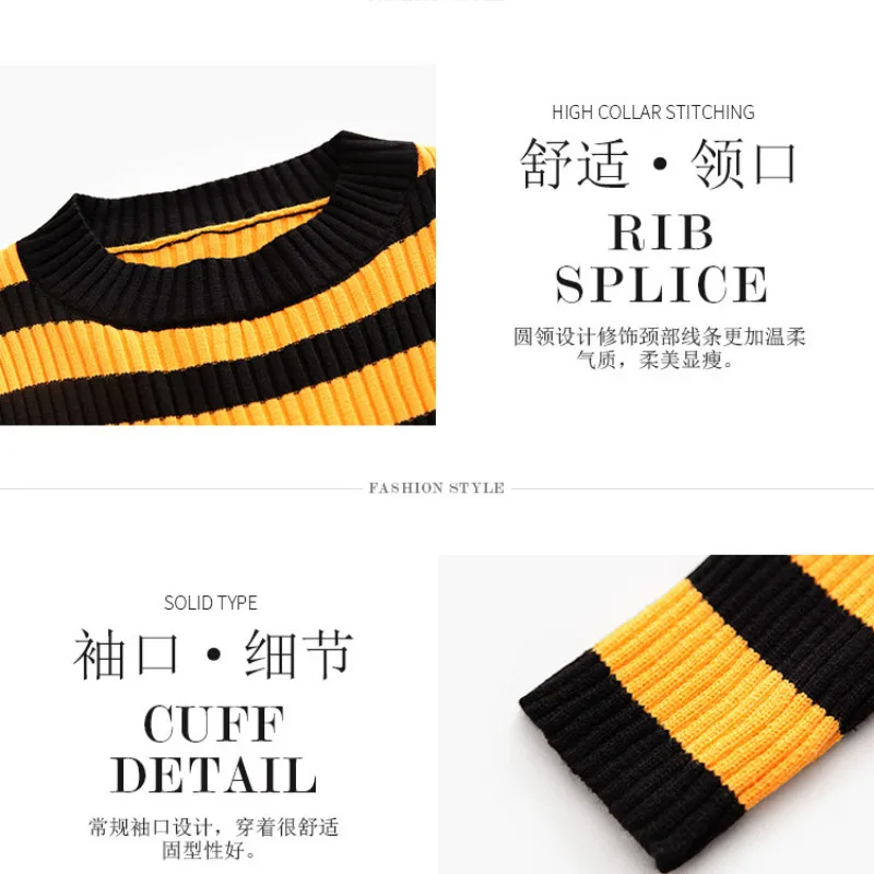 2018 Autumn New Korean Version of The Striped Sweater Female Slim Bottoming Knit Top sweaters | Женская одежда