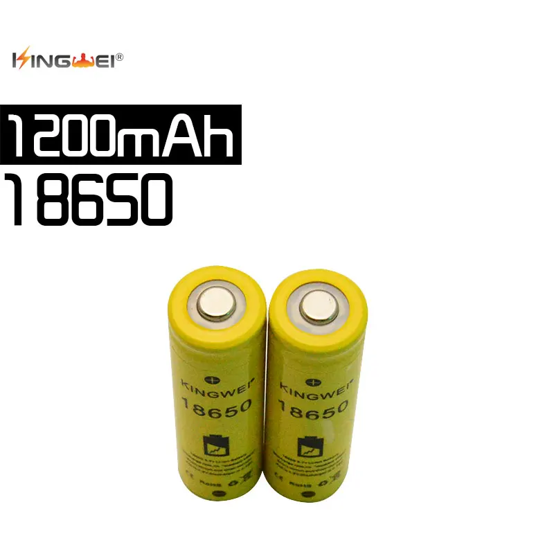 KingWei 18650 100% новый желтый 1200 mAh 3 7 v литиевая батарея литий-ионная аккумуляторная