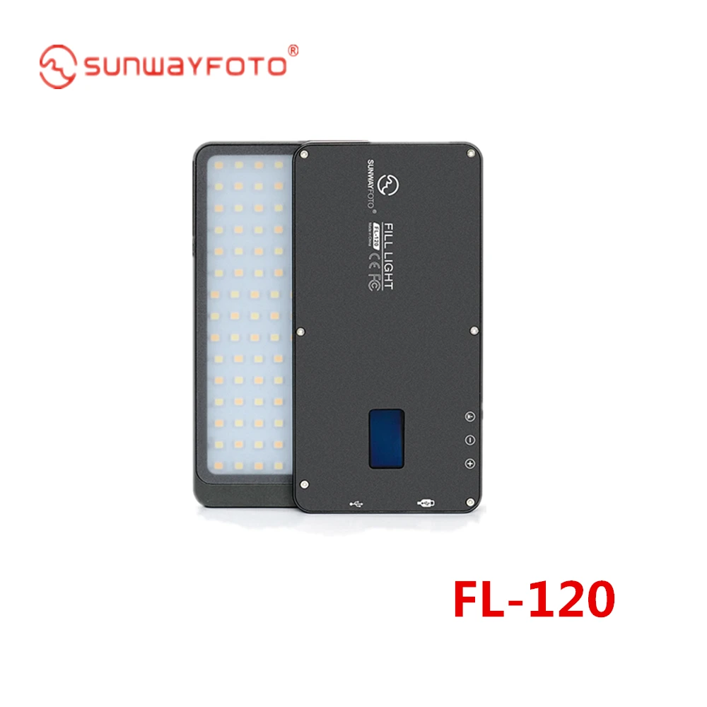 SUNWAYFOTO FL-120 светильник для фотографии цифровой дисплей, встроенный литиевый аккумулятор легко носить с собой для DSLR и телеобъектива