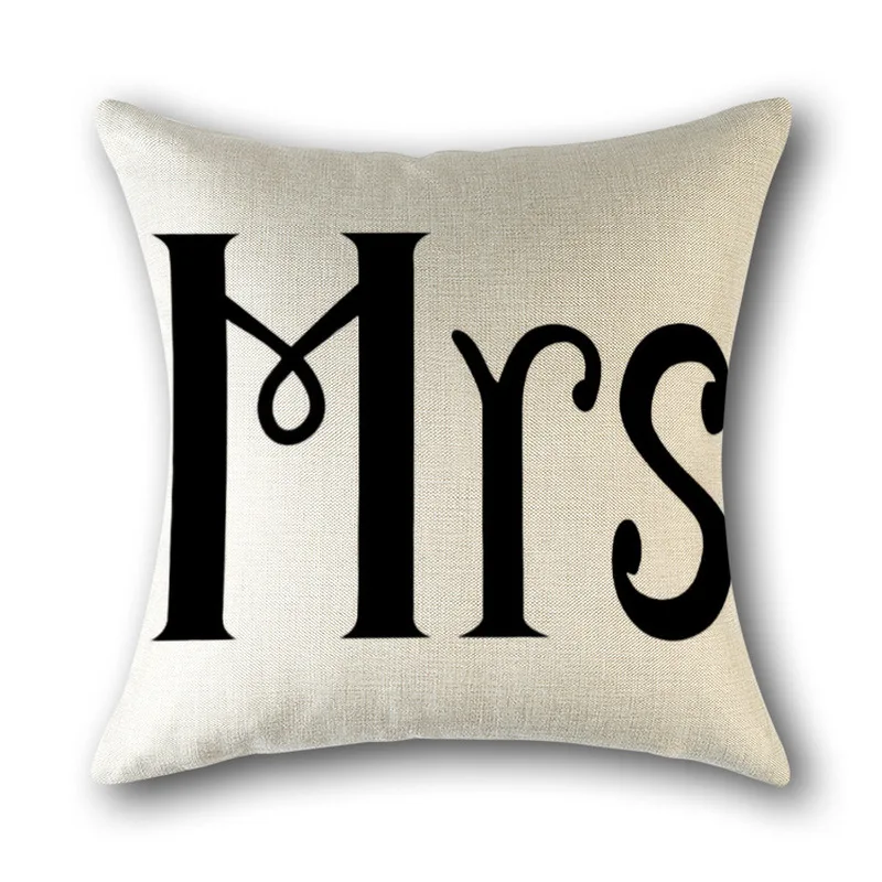 MRMRS literary love couple creative linen sofa pillow office pillowcase coffee shop home decoration bedding cushion cover | Дом и сад