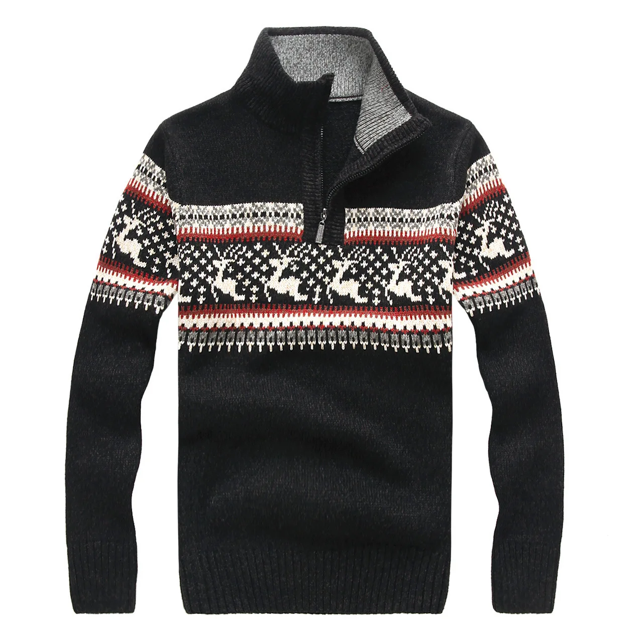 Men's Autumn Winter Brand Turtleneck Sweater Men Cashmere Warm Pullover Sweaters Male Christmas Deer Pattern Knitted Jumper | Мужская