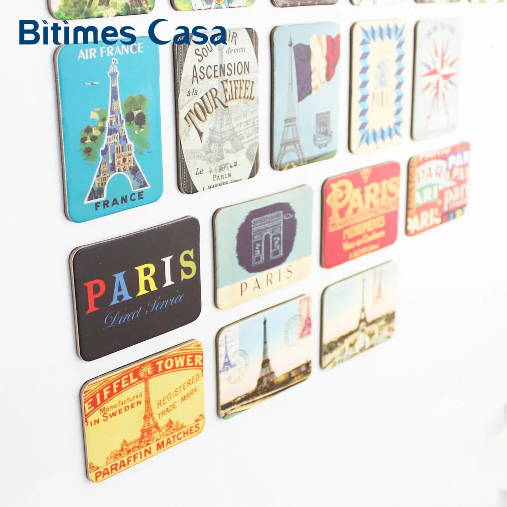 Набор магнитов для холодильника Bitimes 24 шт. с Парижской башней магнитные наклейки