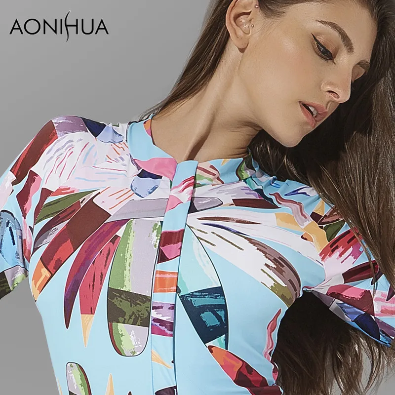 Aonihua 2018 Сексуальная Передняя молния Одна деталь купальник Для женщин высокое