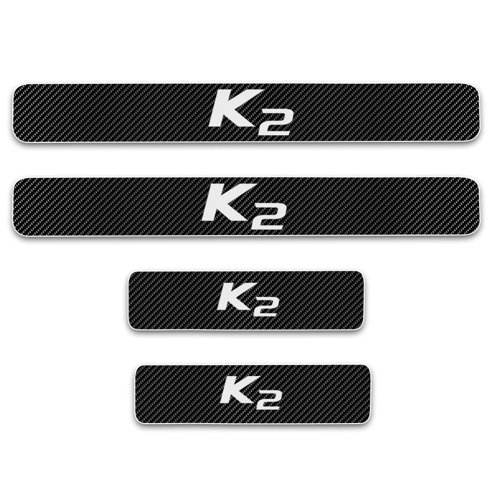 For K2 white Для Kia RIO K2 автомобильный Стайлинг 4 шт. наклейка из углеродного волокна Накладка на порог двери автомобиля порога Накладка авто аксессуары - Название цвета: For K2 white