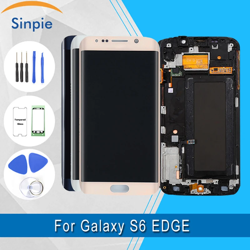 Super Amoled ЖК дисплей для Samsung S6 Edge G925F Дисплей Сенсорный экран дигитайзер сборки с