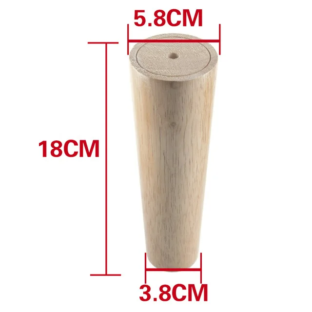 180mm 1 шт. Натуральные Твердые деревянные ножки для мебели в форме конуса деревянный шкаф ножка стола 6 см/8 см; 10 см; 12 см/15 см/18 см/20 см/25 см/30 см - Цвет: 180mm