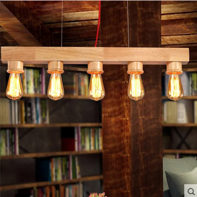 Wood Pendant lights AC110V/220V E27 lamp hanging light fixture Edison bulb For Restaurant/Bar luminaire Home Decoration lamparas | Лампы и