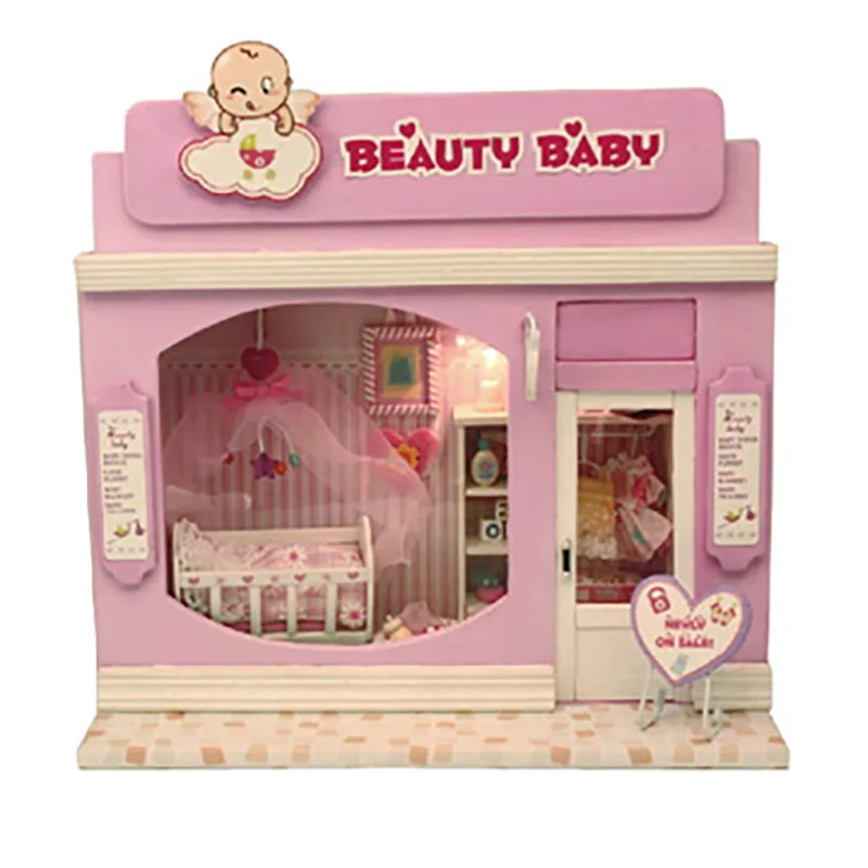 Кукольный домик DIY 6 стилей магазин модель деревянный Миниатюрный Кукольный дом мебель подарок на день рождения игрушки для детей