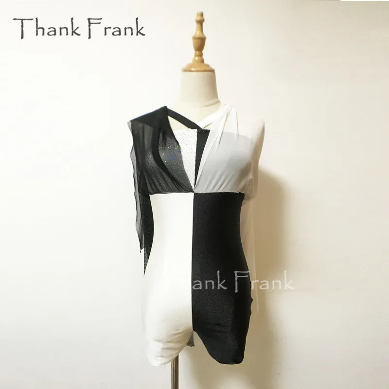 Thank Frank Сетчатое длинное лирическое платье черный и белый элегантный современный танцевальный костюм C357