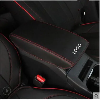 Кожаный подлокотник из углеродного волокна для Subaru XV 19 AB394 - Название цвета: Black Red Thread